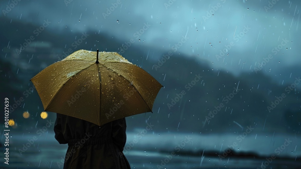 Design a striking advertisement photography portraying with use an umbrella
