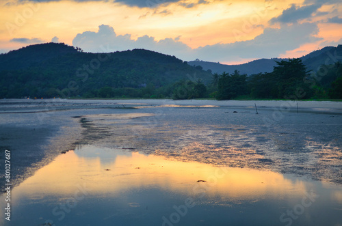 sunset on coast of Thailand beautiful colors background