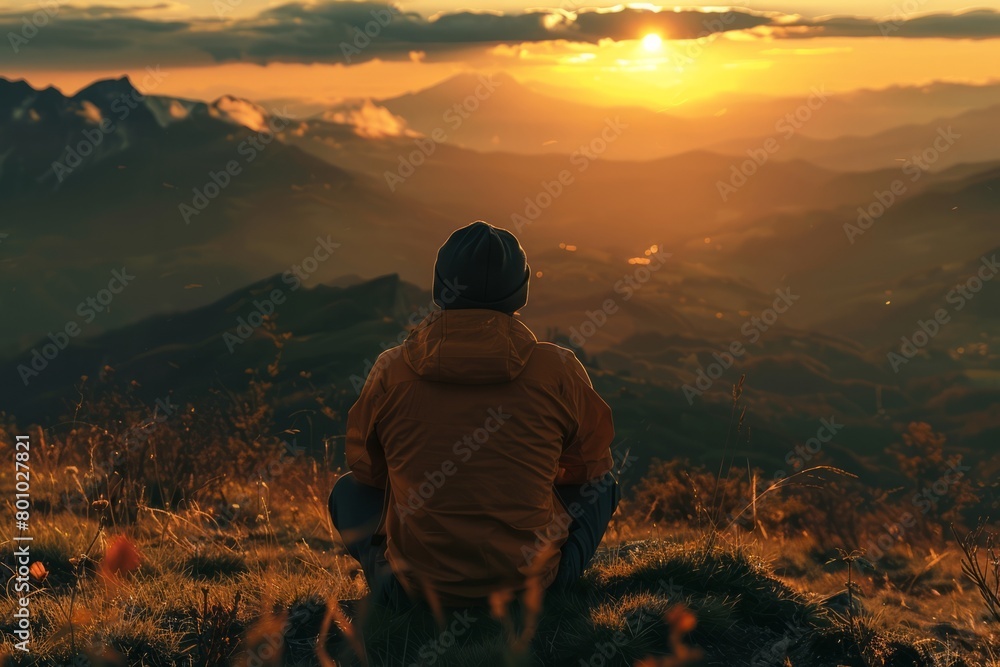 Man praying at sunset mountains Travel Lifestyle spiritual relaxation emotional meditating concept vacations outdoor harmony with nature landscape Man praying at sunset mountains Travel Lifestyle spiritual relaxation emotional meditating concept vacations outdoor harmony with nature landscape