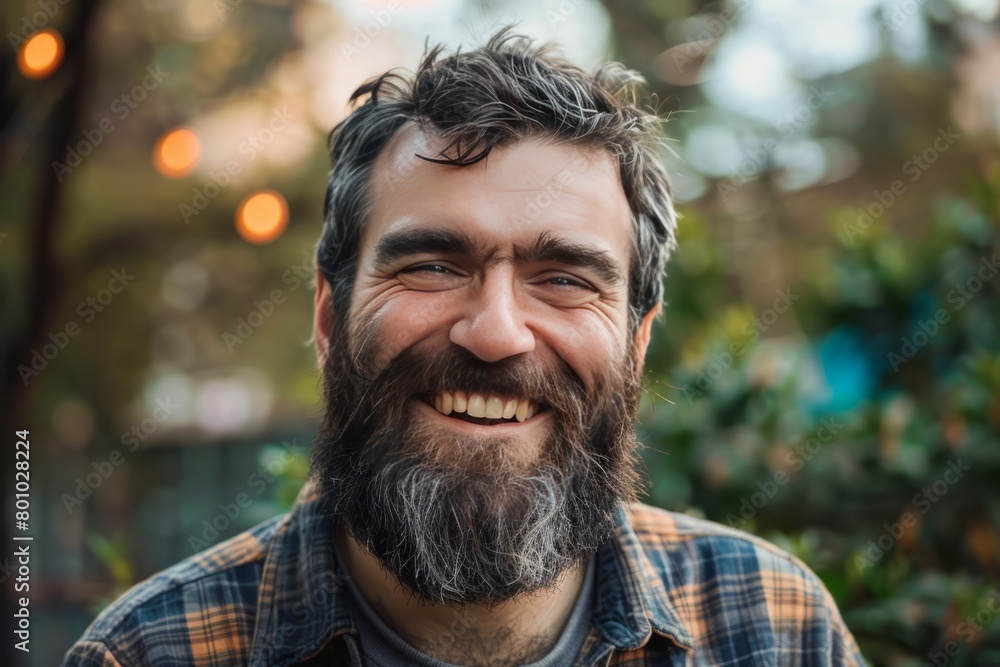 Fototapeta premium Portrait of a cheerful smiling bearded man