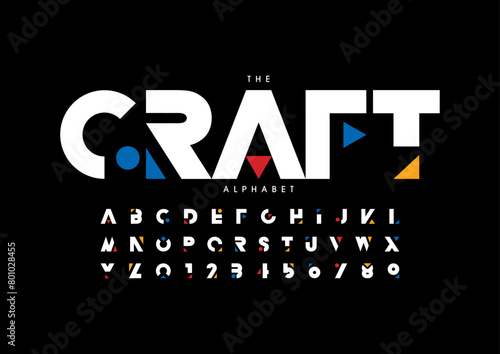 Vector of stylized modern font and alphabet