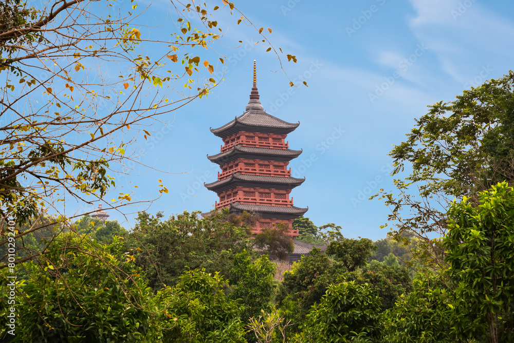 Bai Dinh pagoda in park, traditional asian architecture in Vietnam Bai Dinh pagoda in park, traditional asian architecture in Vietnam