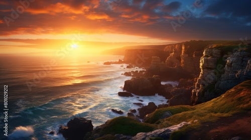 Sunrise over the coastal cliffs