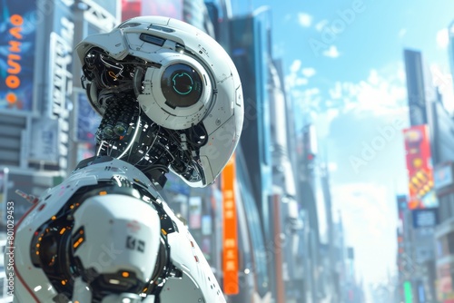 Futuristic Robot in Urban Environment