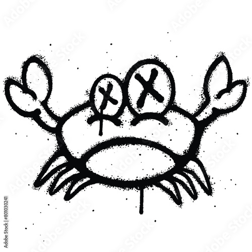 Graffiti spray crab isolated on white background