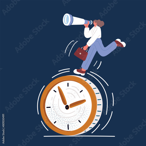 Cartoon vector illustration of Businesswoman and in rush hour, Busy concept