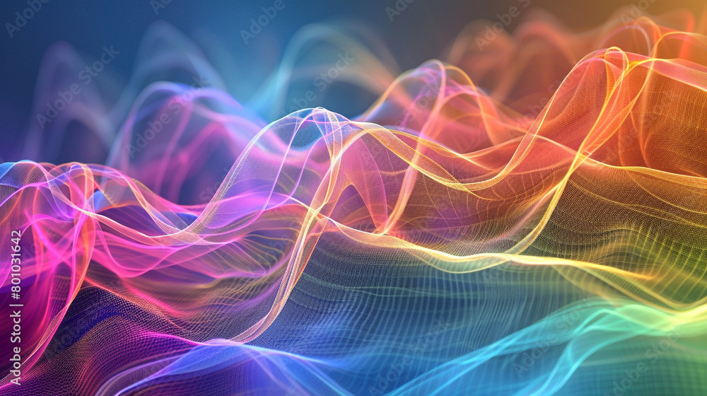 Dynamic spectrum lines illustrating the fusion of creativity and science.