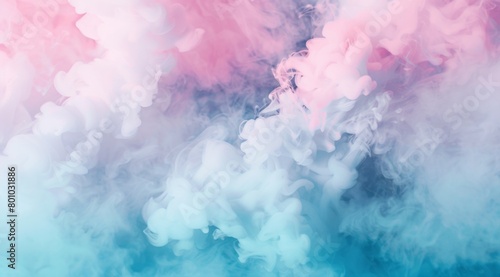 Vivid pink and blue smoke intertwine in a dynamic and flowing motion, creating a soft, dreamy background ideal for artistic designs
