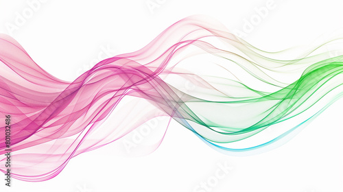 Dynamic shades of neon green and pink gradient lines pulsating with innovation, isolated on a solid white background."