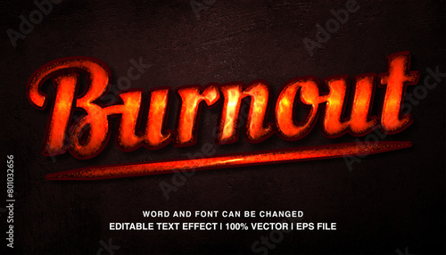 Burnout editable text effect template, shiny red fire neon futuristic modern style typeface, premium vector