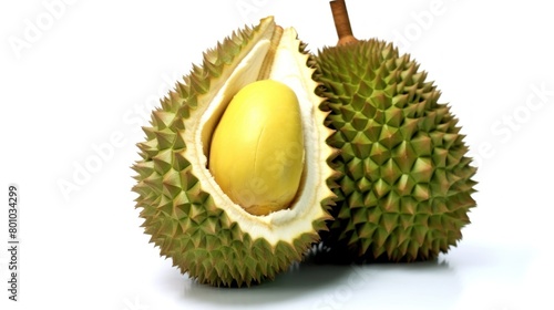 Durian fruit isolated on white background.AI generated image