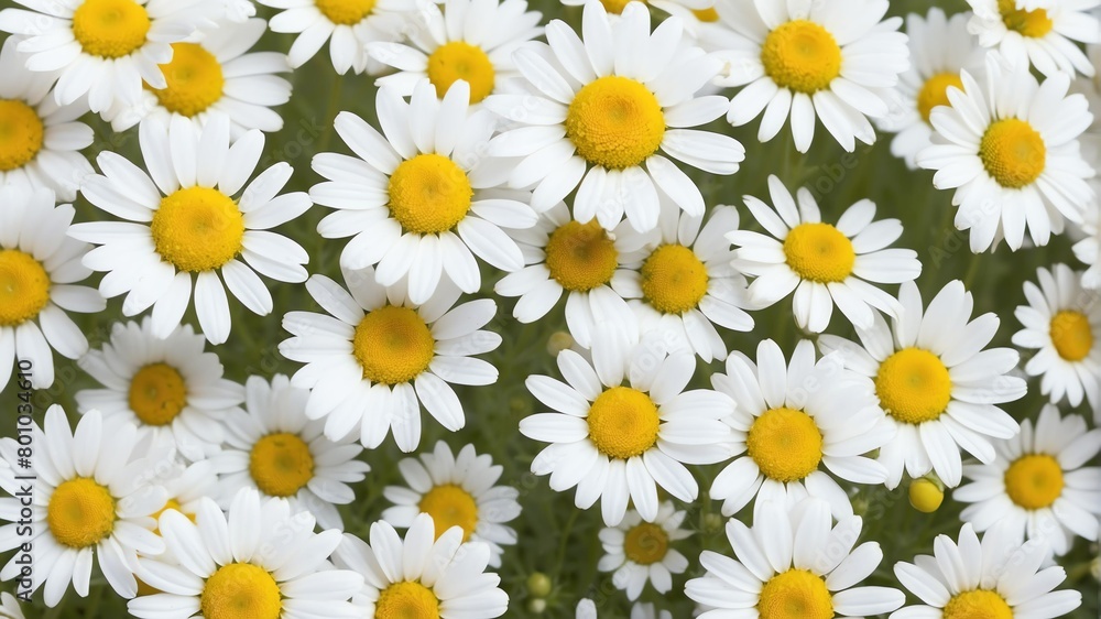 closeup of chamomile flowers on plain white background from Generative AI