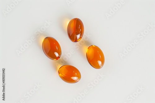 Omega-3 fish oil capsules on a white background isolated