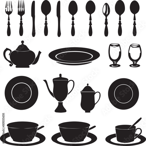 set of coffee cups and spoons