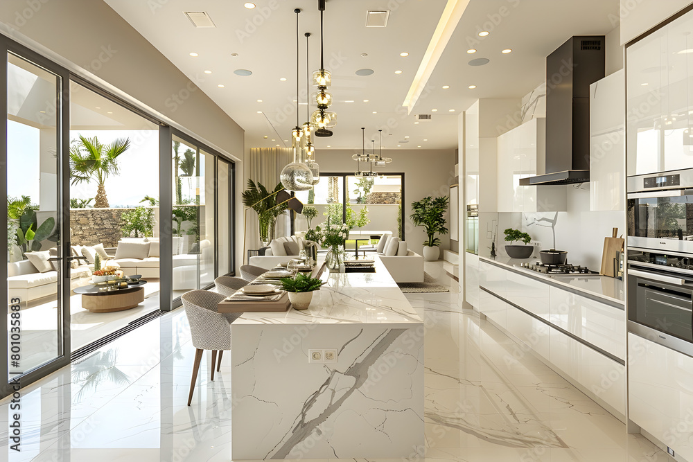 Ultra High Definition Modern Kitchen with Marble Countertops Ultra High Definition Modern Kitchen with Marble Countertops
