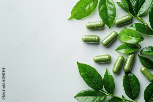 High-resolution close-up image of enlarged pastel green tea capsules