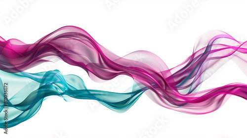 Dynamic magenta and turquoise gradient waves suggesting futuristic technology, isolated on a solid white background."