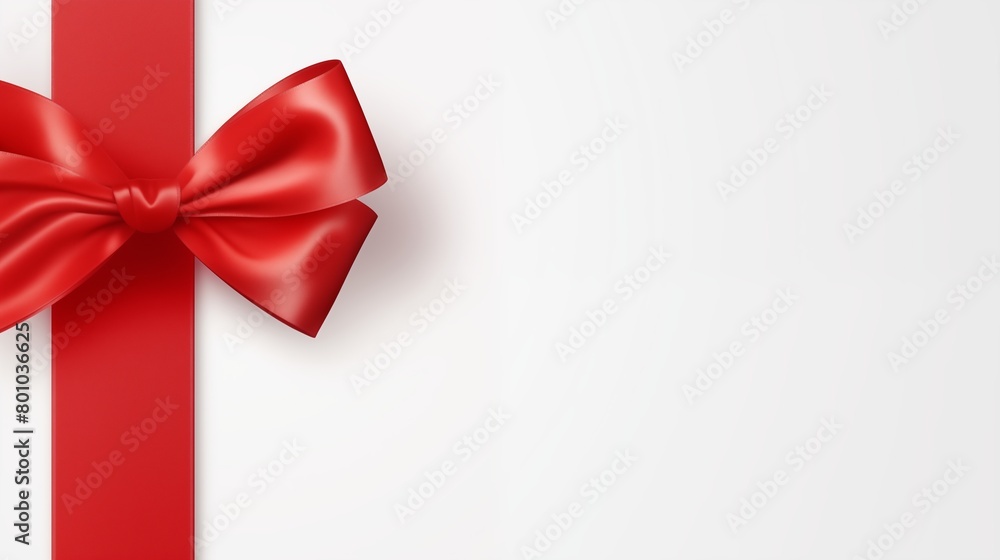 Elegant Gift Decoration with Red Ribbon on a White Background Elegant Gift Decoration with Red Ribbon on a White Background