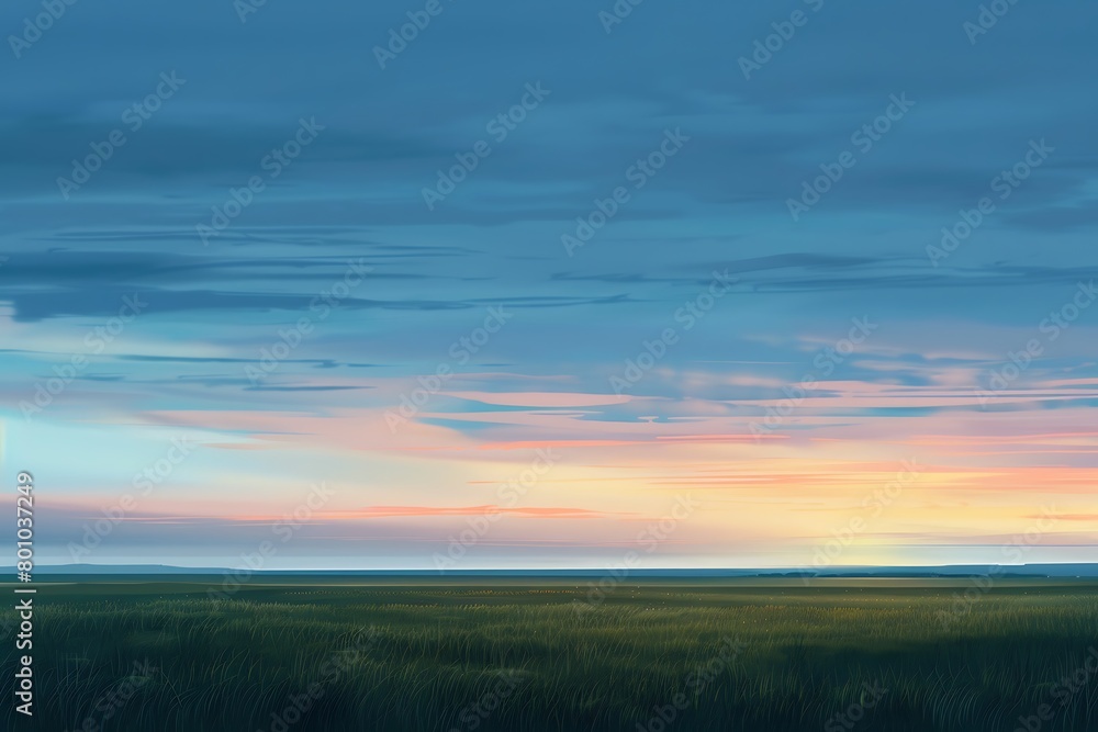A serene landscape with an endless horizon at twilight.