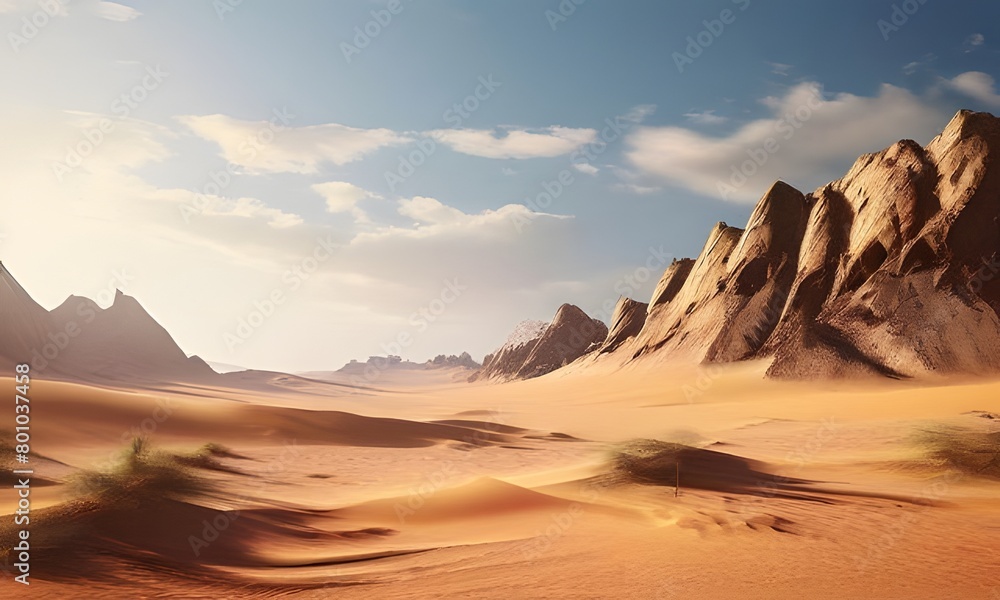 desert landscape with shifting sand dunes jagged rock desert landscape with shifting sand dunes jagged rock