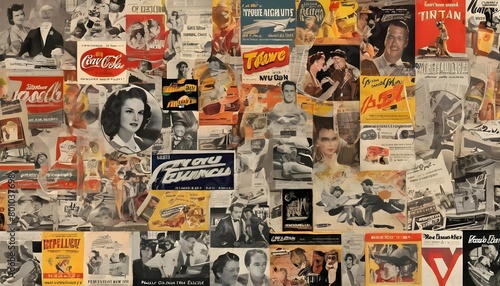 A Collage Of Vintage Advertisements And Movie Post