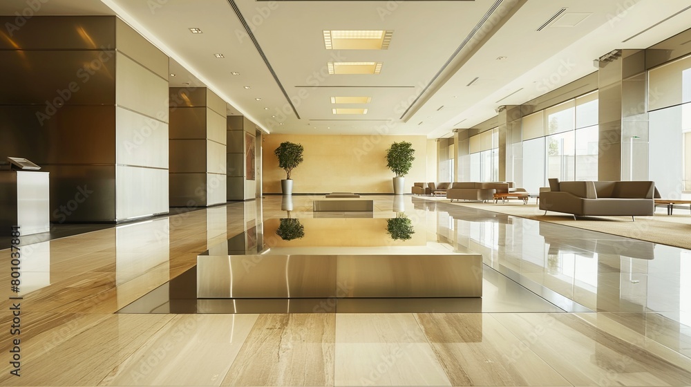 A Stainless Steel Sculpture in the Middle of a Hotel Lobby. A Stainless Steel Sculpture in the Middle of a Hotel Lobby.