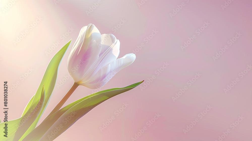 White tulip, gradient lavender to cream background, wedding magazine cover, soft backlight, perfectly centered