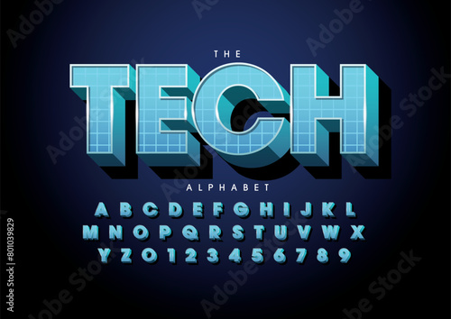 Vector of stylized modern font and alphabet