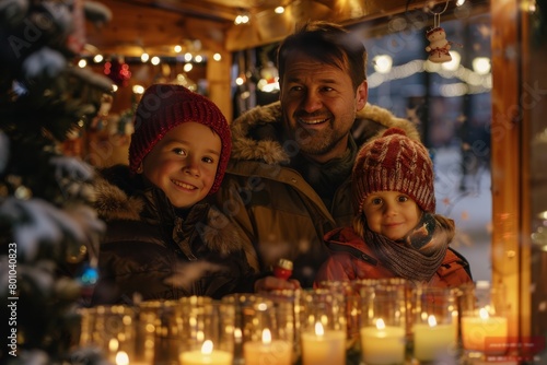 Christmas candles family window joy