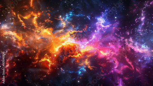 Dynamic bursts of color and energy resembling a vibrant digital nebula suspended in a virtual cosmos.