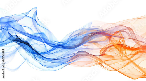 Dynamic blue and orange spectrum wave lines with a sense of energy, isolated on a solid white background."