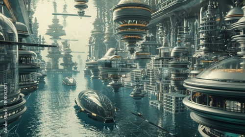 Futuristic Metropolis with Advanced Aerial Vehicles and Architecture