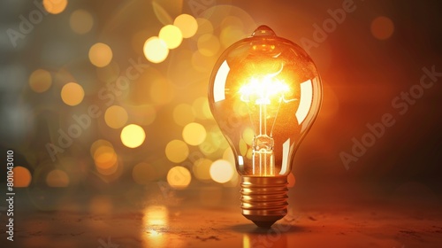 A light bulb is lit up and shining brightly