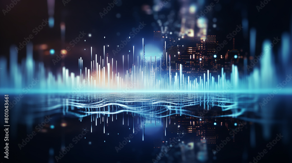 Fototapeta premium Abstract wave flow. Sound oscillation design. Flowing particles.