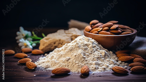 Food and baking gluten free ingredient. Cereals and flours coarse, corn flour, buckwheat flour, chickpeas flour