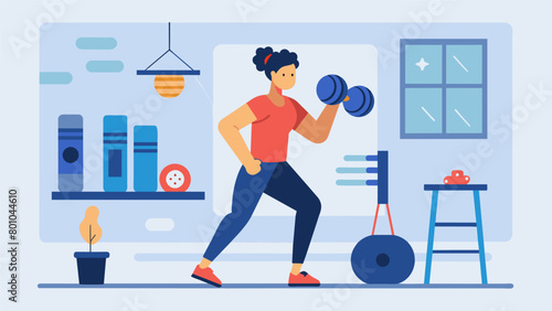 A person in their home gym following a personalized kickboxing workout plan designed by their personal trainer to achieve specific fitness
