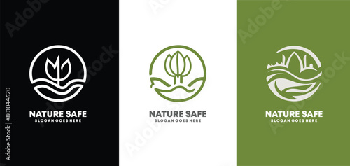nature environment green nature safe tree logo design set template, EPS 10 vector illustration 