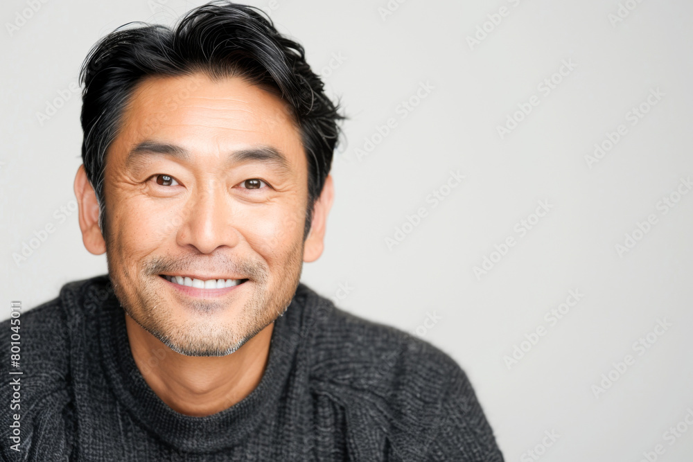 Portrait of old healthy, cheerful handsome middle aged Asian man smiling and looking at camera with white background. Happy aging society, retirement, teeth, health and senior healthcare concept Portrait of old healthy, cheerful handsome middle aged Asian man smiling and looking at camera with white background. Happy aging society, retirement, teeth, health and senior healthcare concept