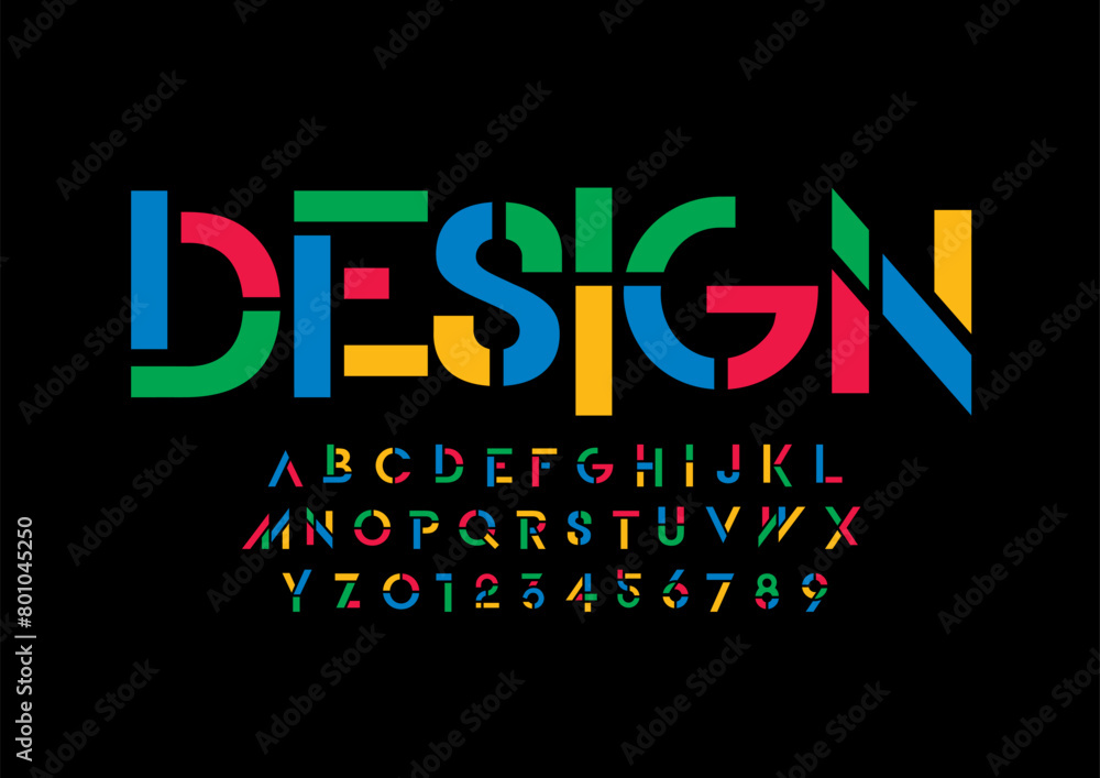 Vector of stylized modern font and alphabet Vector of stylized modern font and alphabet
