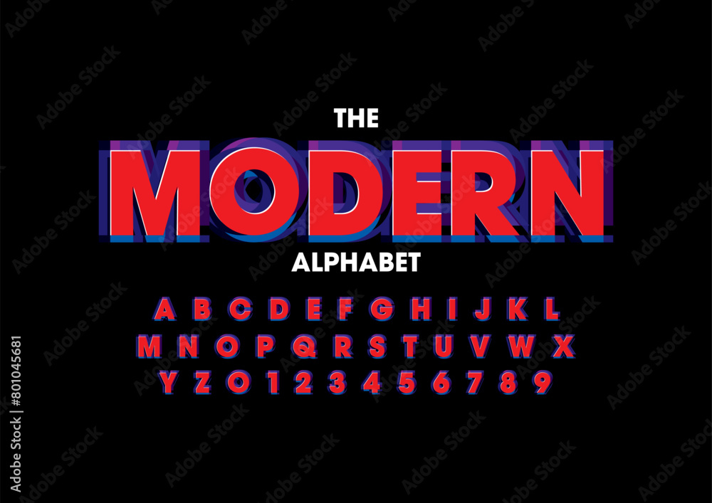 Vector of stylized modern font and alphabet Vector of stylized modern font and alphabet