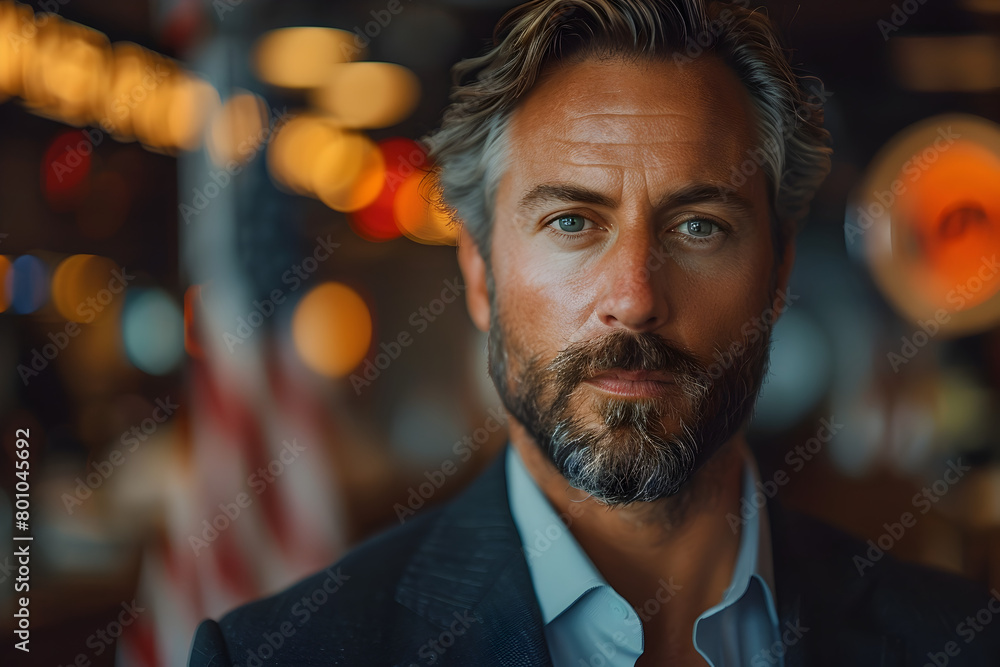 Classic Americana Portrait of a Man in a Suit in a Bar with Beard and Frontlit Lighting Classic Americana Portrait of a Man in a Suit in a Bar with Beard and Frontlit Lighting