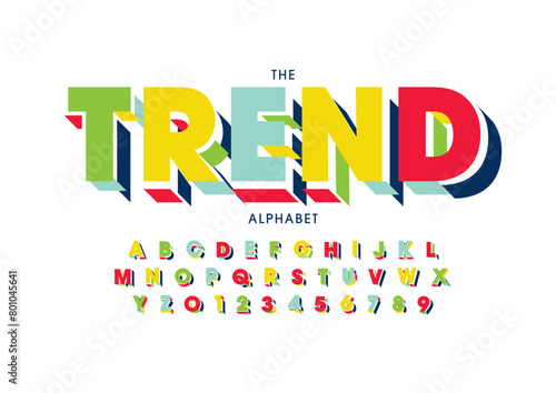 Vector of stylized modern font and alphabet