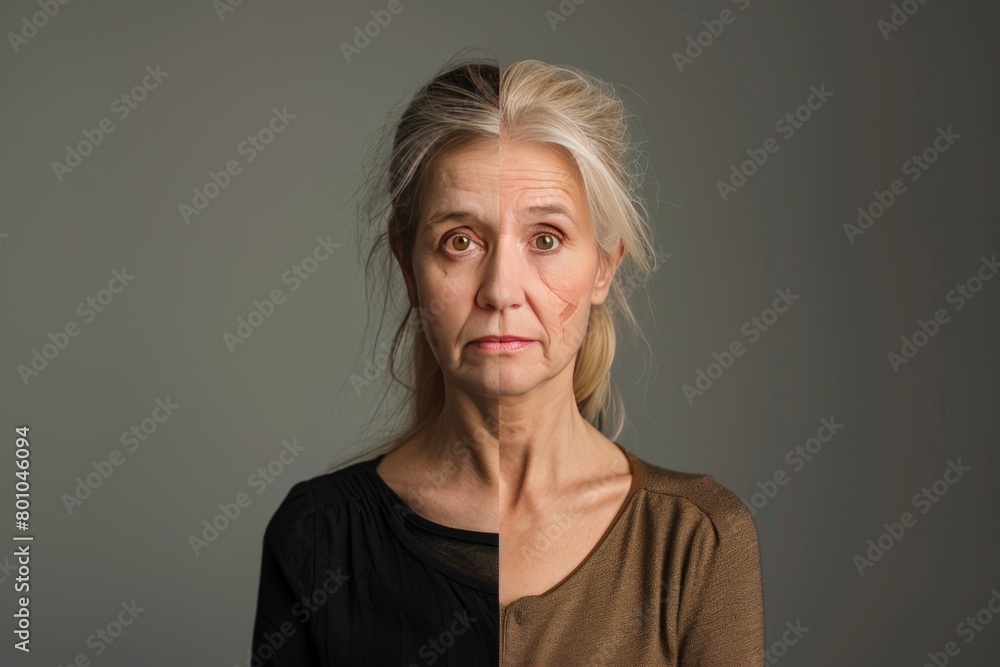 Life transitions in aging emphasize healthy aging through facial skin renewal, contrasting with time's effects on aging signs. Life transitions in aging emphasize healthy aging through facial skin renewal, contrasting with time's effects on aging signs.