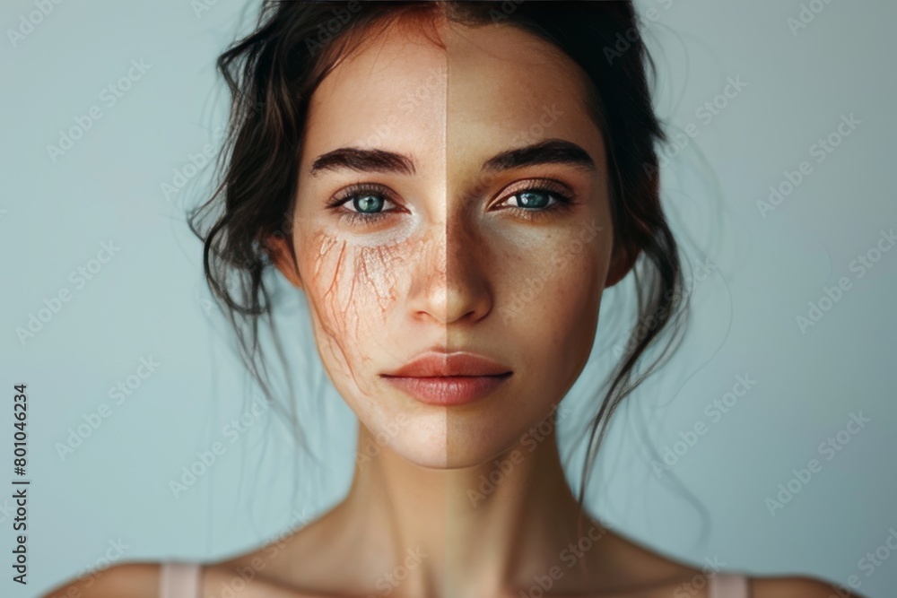 Gummy smiles during life transitions contrast with healthy aging through facial skin renewal, emphasizing signs of aging. Gummy smiles during life transitions contrast with healthy aging through facial skin renewal, emphasizing signs of aging.