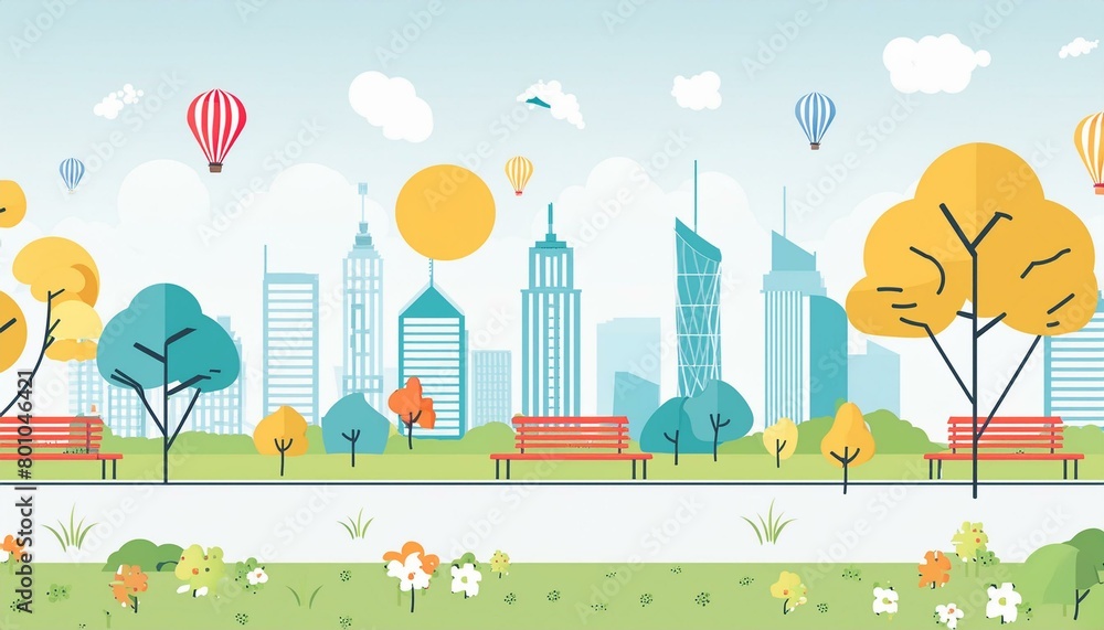 Vector, flat design, city, pop, art, Generative AI Vector, flat design, city, pop, art, Generative AI