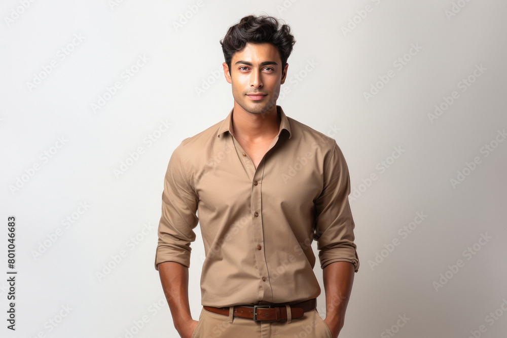 young indian male model posing on white background young indian male model posing on white background