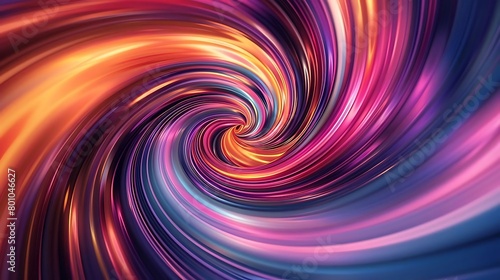 Vibrant, multicolored light swirls creating an abstract vortex with a sense of depth.