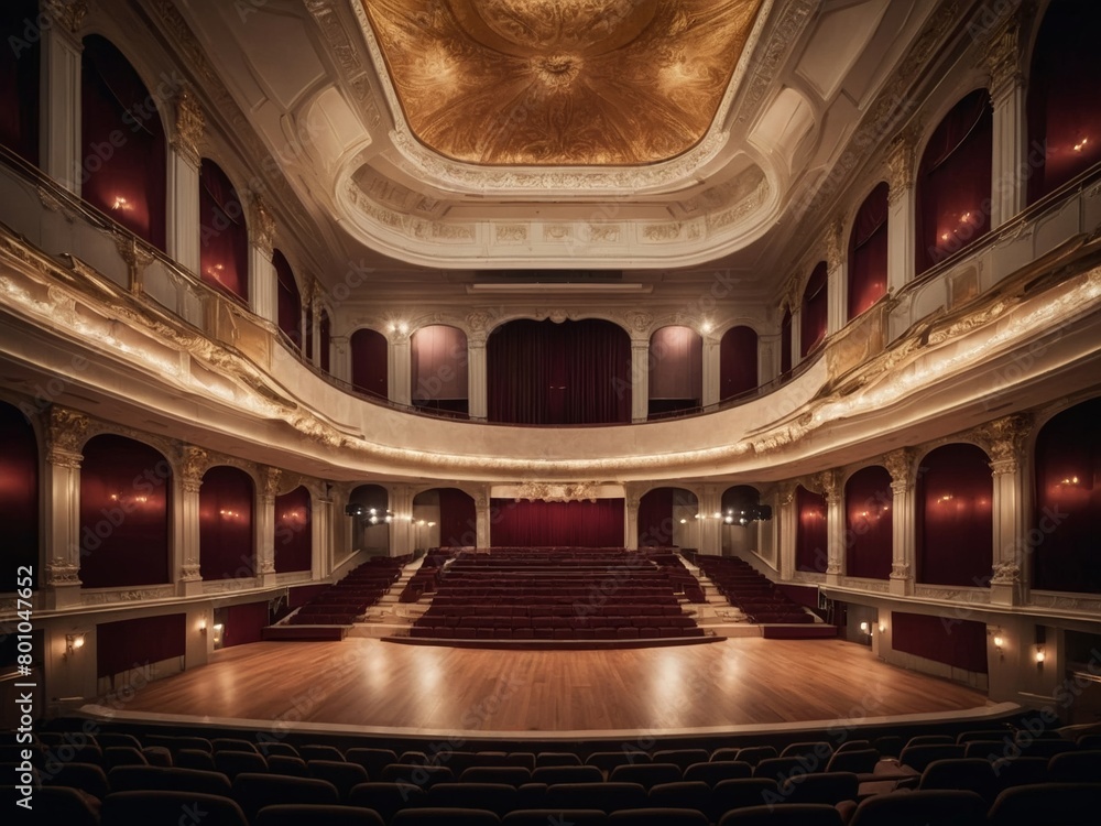 Obraz premium CreateBeautiful Photorealistic Classical Concert Hall Background Illustration.