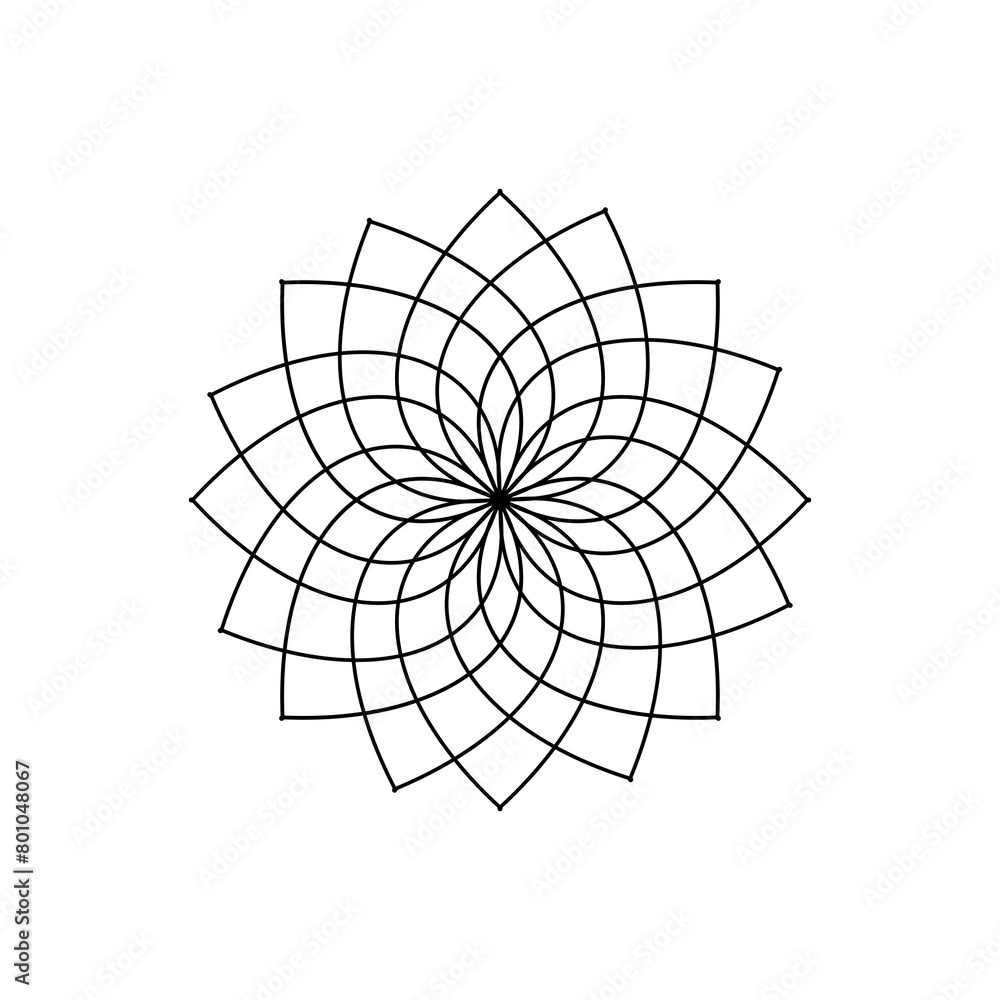 Obraz premium Flower Black Outline Lotus art Yoga