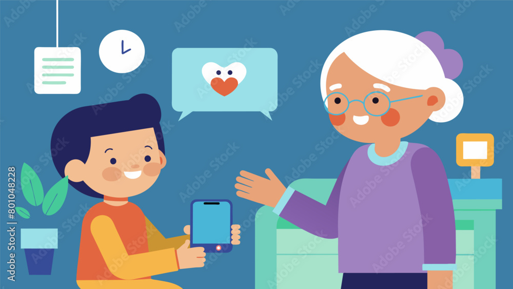 A child talking to their grandparent who lives in a nursing home and being able to hold their hand and feel their warmth through their virtual. A child talking to their grandparent who lives in a nursing home and being able to hold their hand and feel their warmth through their virtual.